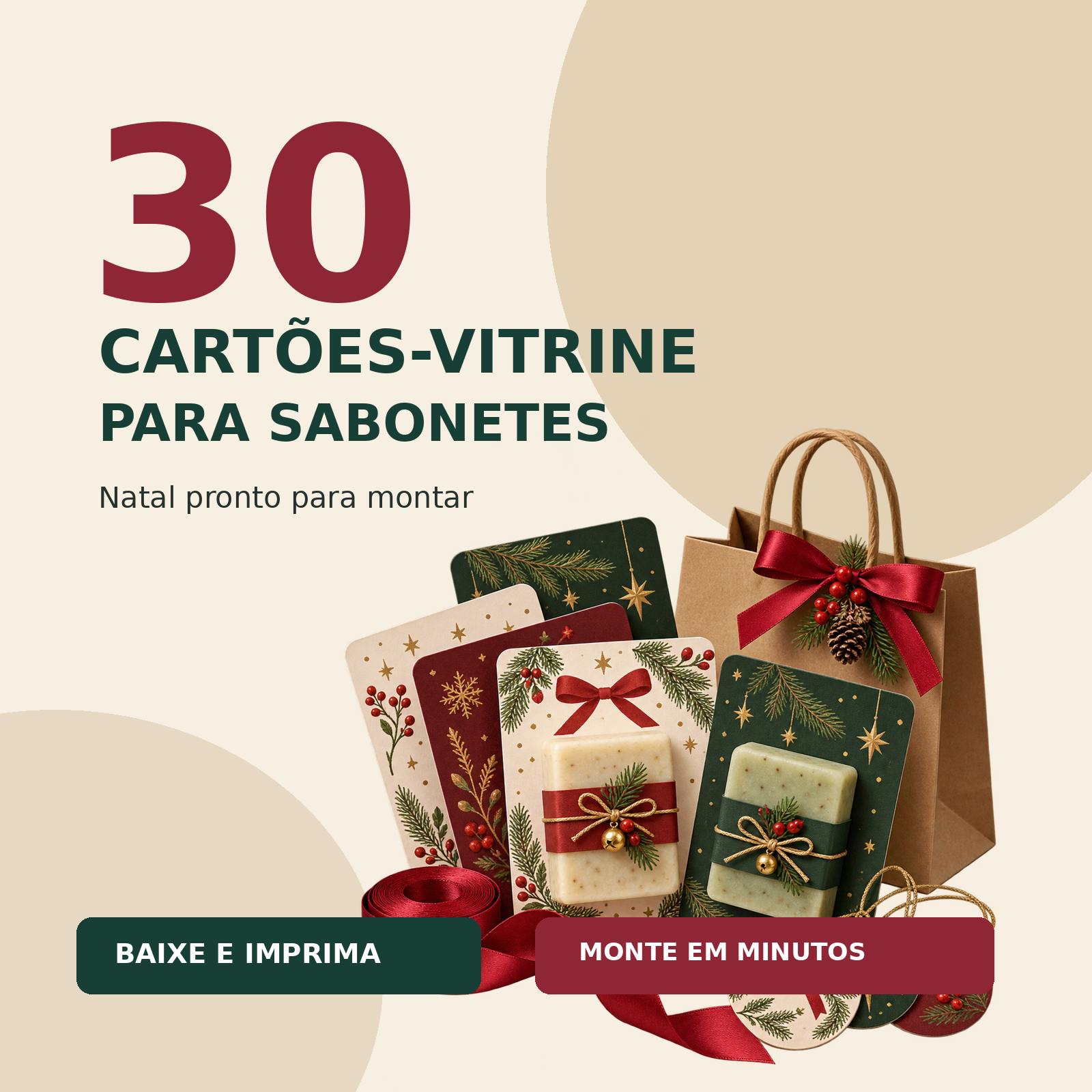 Capa do pacote com 30 cartões-vitrine